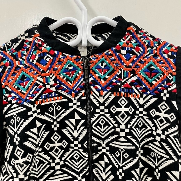PROMOD PATTERNED AZTEC EMBROIDERED BOMBER JACKET - Picture 5 of 7